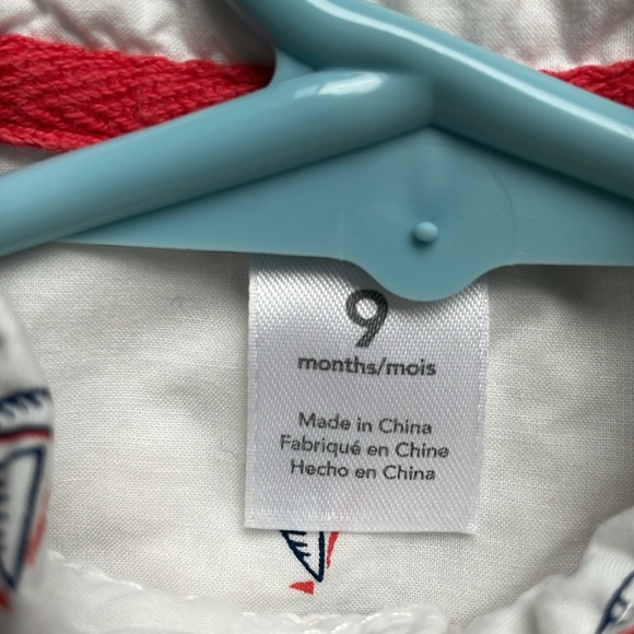 Carters Sailboat Nautical Print Shirt White Cotton Short Sleeve Button Up 9M - Picture 4 of 5